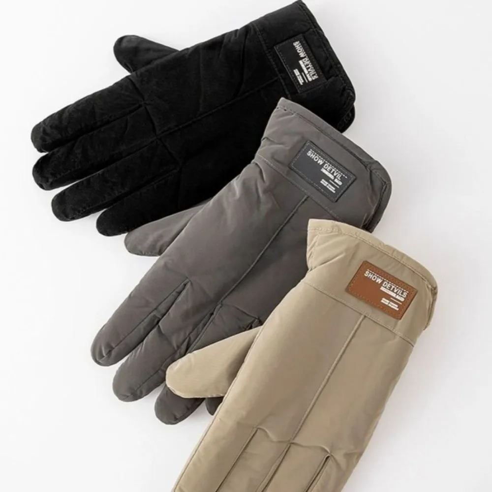 Fashion Fleece-lined Cycling Gloves Non-Slip Touchscreen Full Finger Gloves Windproof Winter Warm Outdoor Sports Gloves