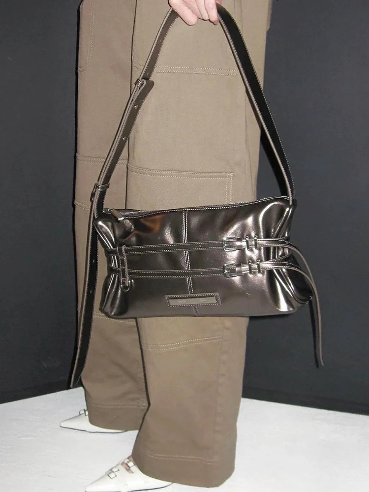 حقيبة دراجات نارية نسائية جديدة لعام 2025، حقيبة كتف واحدة، حقيبة تحت الذراع، تصميم مطوي، حقيبة يد عصرية على الطراز الكوري لل...