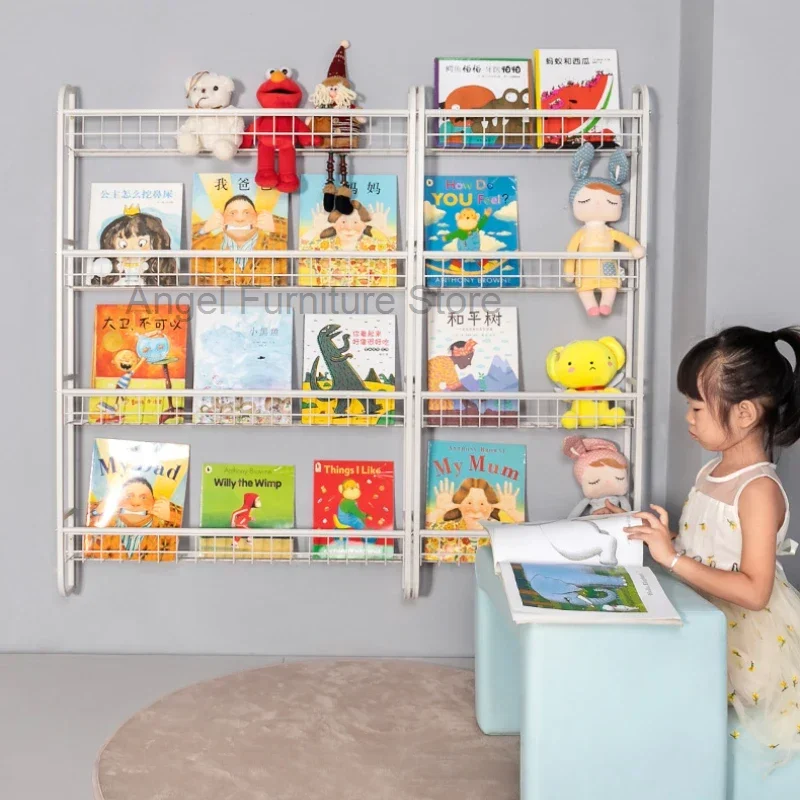 Children Wall Bookshelf Floating Home Baby Behind Door, Metal Picture Hanging Bookcase Shelf Etagere Livre Modular Furniture