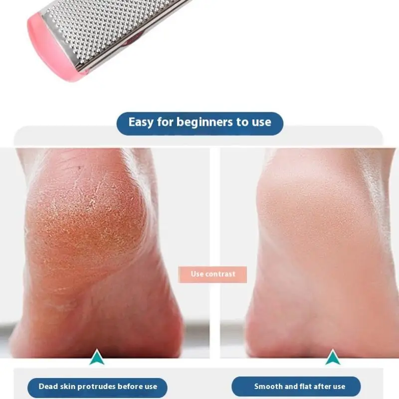 {MX} Raspador de pies profesional de acero inoxidable, elimina callos de piel muerta, raspador de pedicura portátil, herramientas exfoliantes para el cuidado de los pies