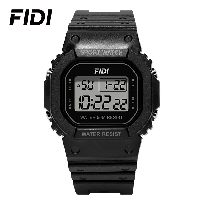 

FIDI LED Digital Sports Watch Square Electronic Watch Waterproof Rubber Strap Outdoor Watch for Boys Girls Students Men Women