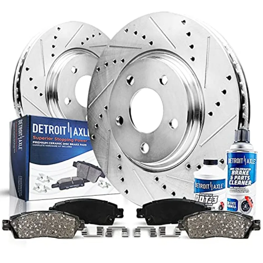 Rear Brake Kit for 07-21 Toyota Tundra 08-21 Sequoia Land Cruiser Drilled Slotted Ceramic Brake Pads 13.58 Inch Rotors Black