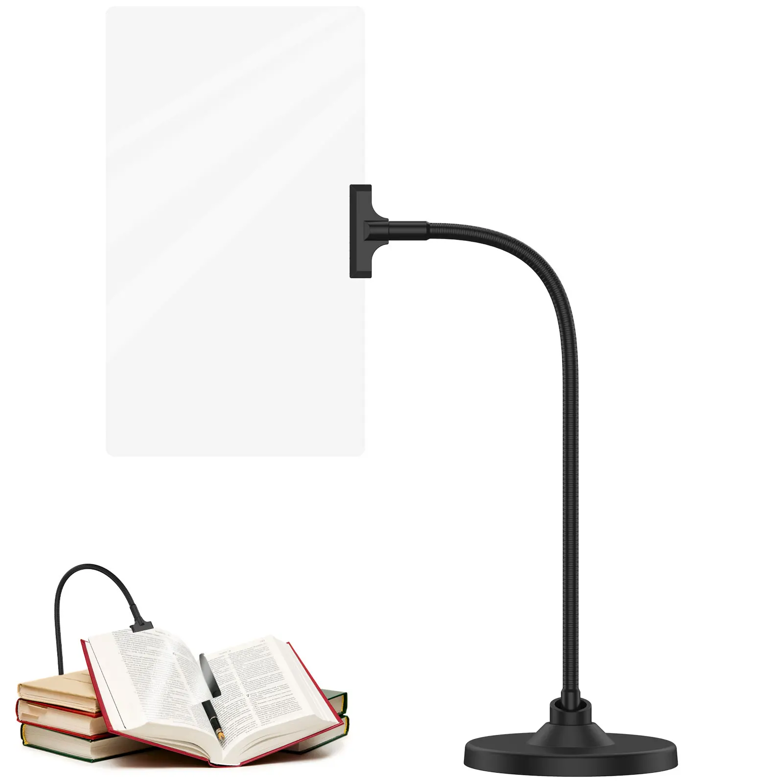 Desktop Magnifier 4X 5X Rectangular Full-Page Magnifier Flexible Hands-Free Magnifying Glass for Reading Low Vision Seniors Kids
