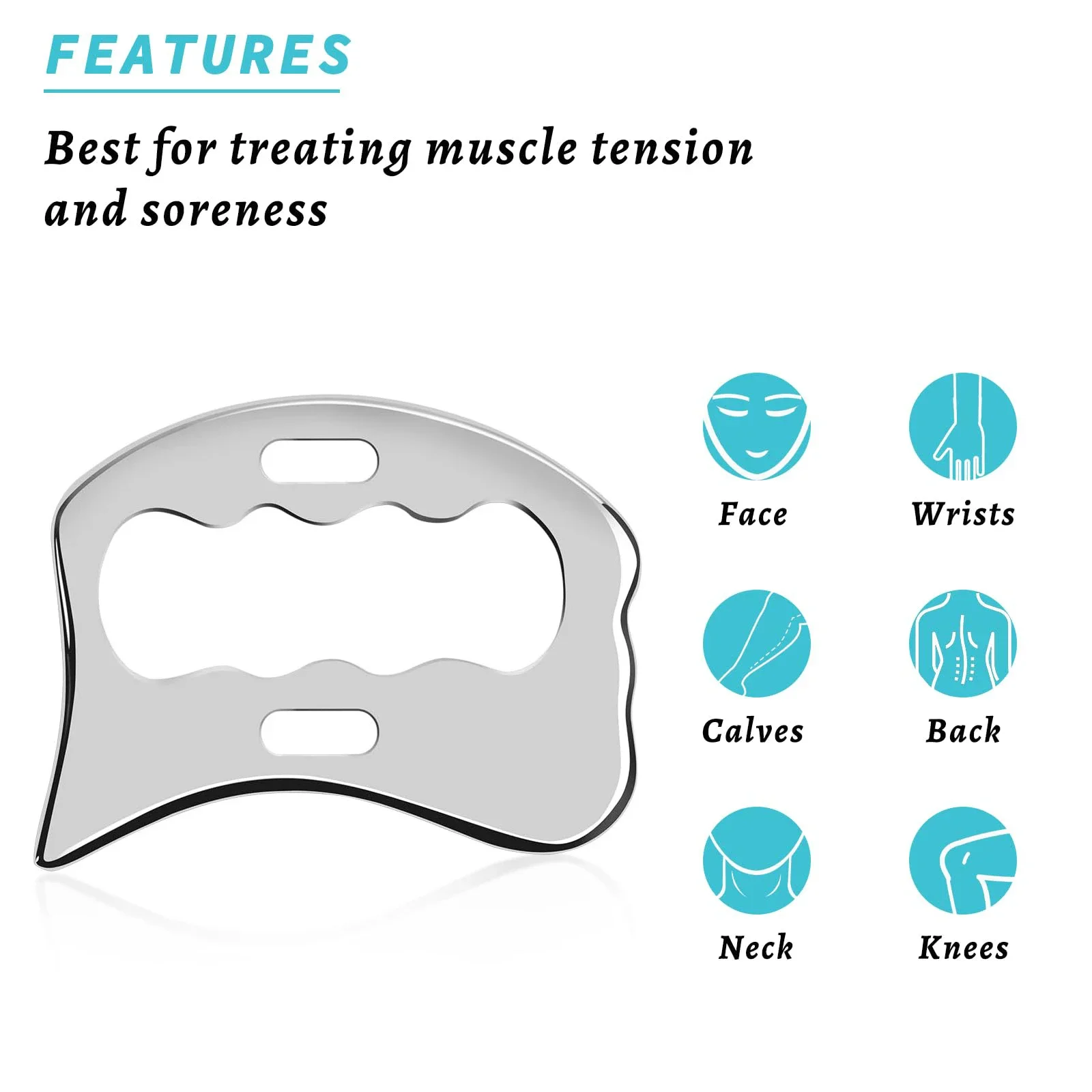 3 in 1 Stainless Steel Gua Sha Massage Tools-Scraping Massage Tools Muscle Scraper Tool for Back,Arms Derma Edge Massage Tool