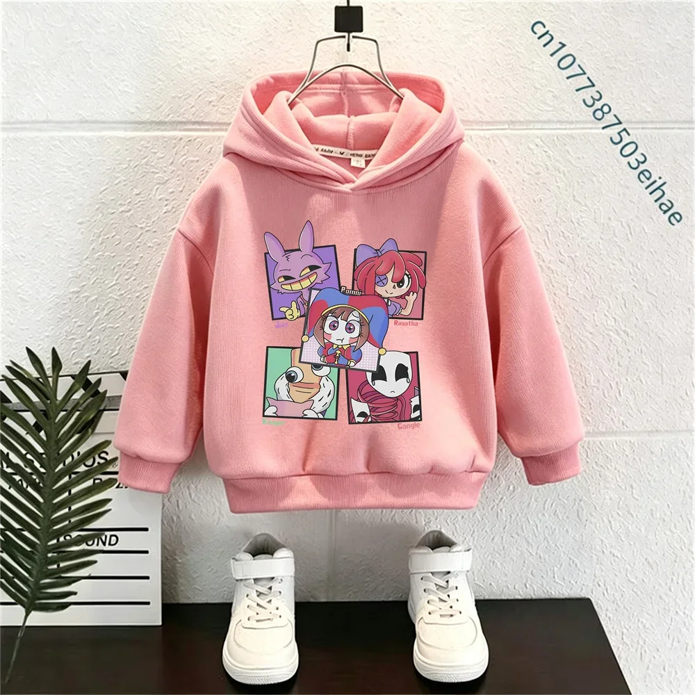 Y2K Kids Hooded Jacket The Amazing Digital Circus Cartoon Costumes Spring Autumn Long Sleeve Boys Girls Street Sport Coats