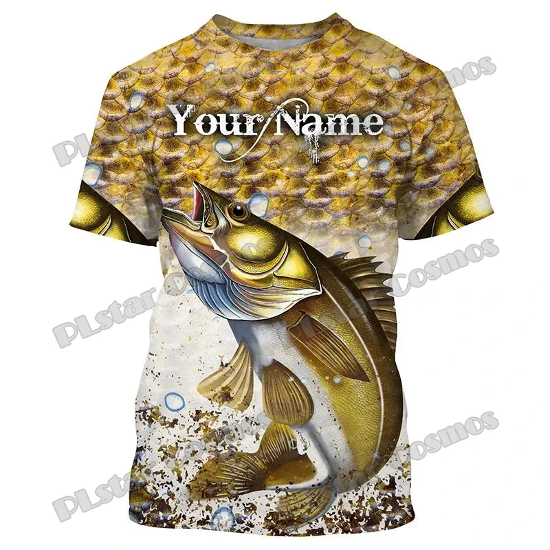 Walleye Fishing / Tuna Fishing Customize Name 3D Printed Men's Fashion t shirt Summer Unisex Casual short sleeve T-shirt TX310