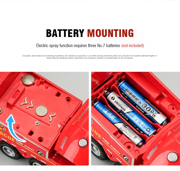 New 1/32 Fire Truck Model Toy Car Die-cast Metal Light Sound Simulation Water Spray Rescue Vehicle Pull-Back Car Models Gift