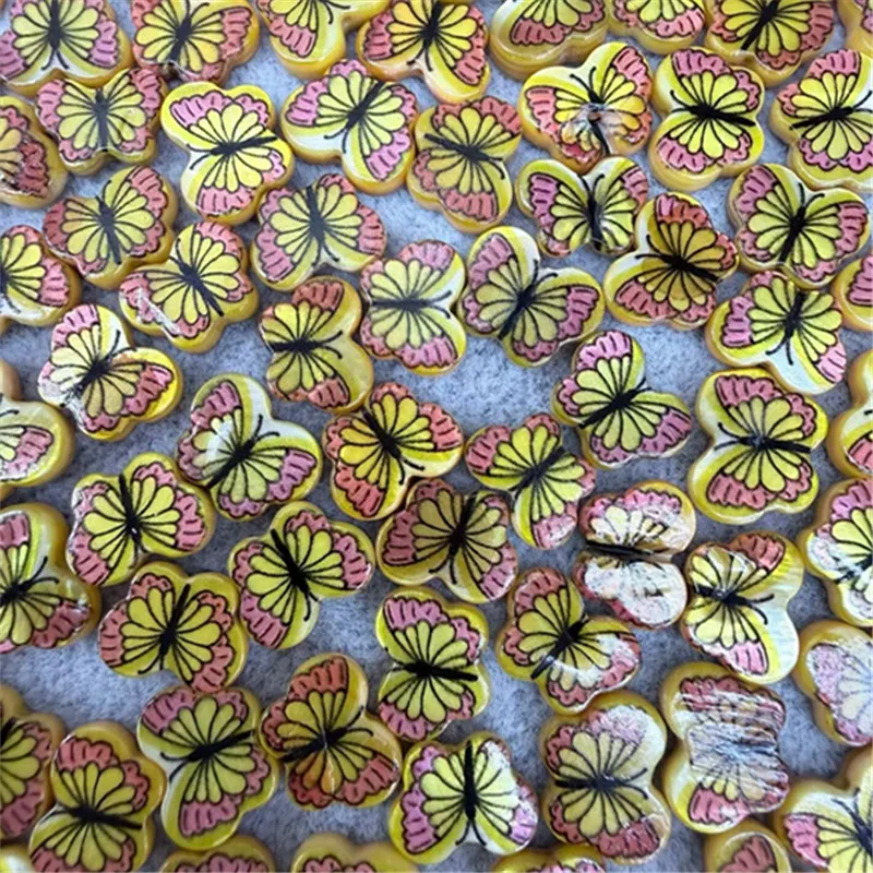10PCS BUTTERFLY SHAPE SHELL MATERIAL 11X8MM MOTHER OF PEARL PRINTING SURFACE DIY JEWELRY ACCESSORIES BEST CHOICE