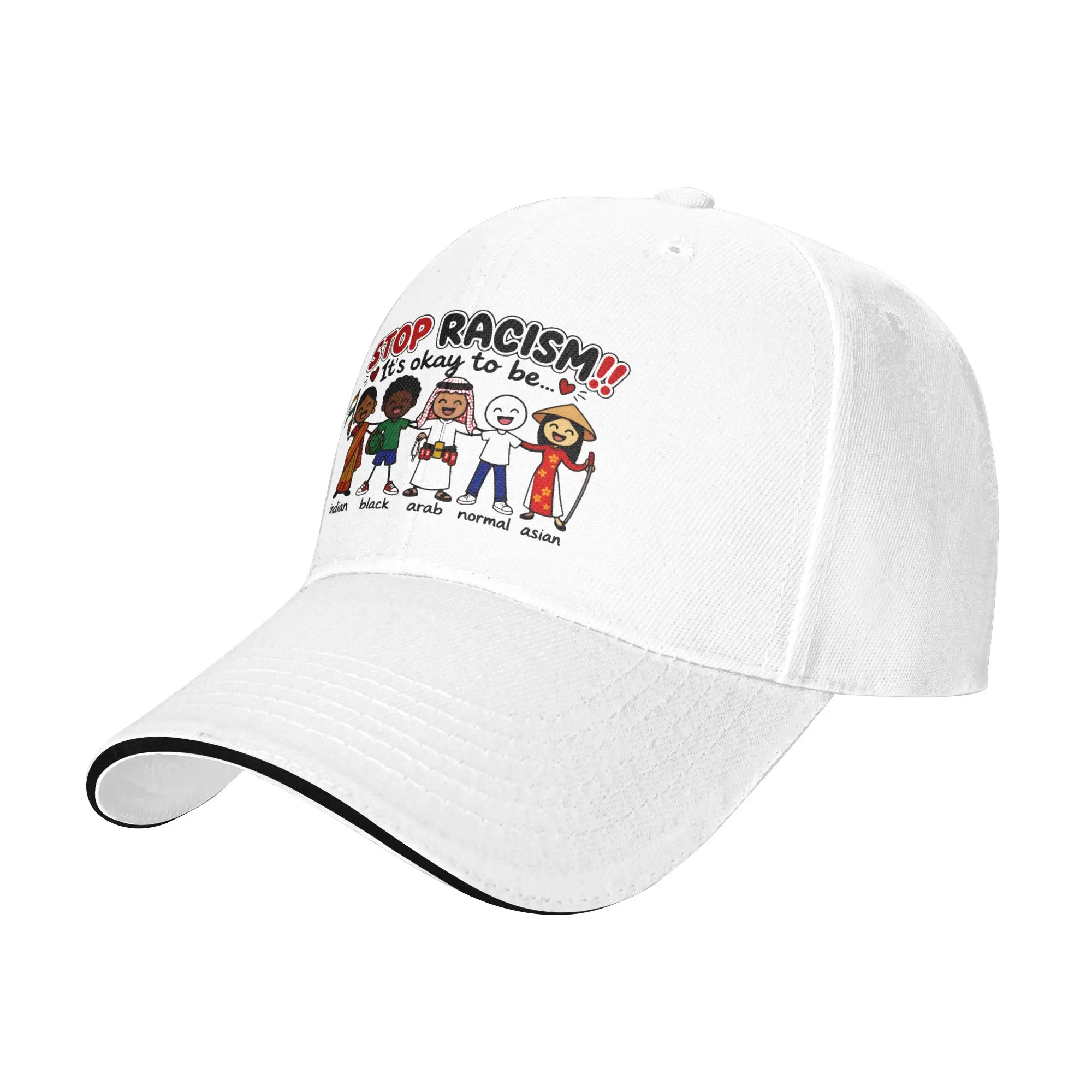 Summer Casual Baseball Cap Stop Racism It's Okay to Be Outdoor Sport Hip Hop Hats For Men Women Sun Visor  Design Snapback Cap