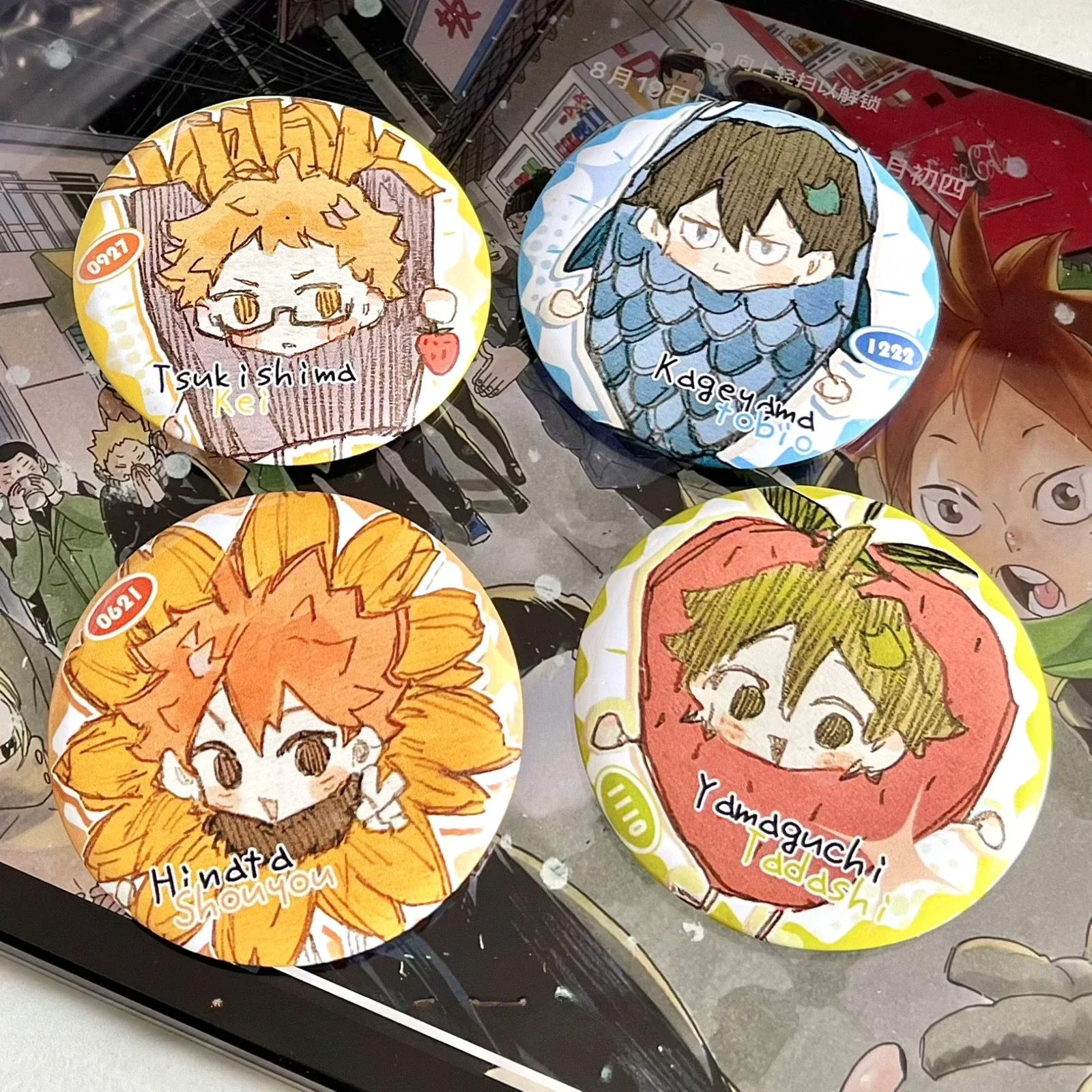 

Anime Haikyuu!! Shoyo Hinata Tobio Kageyama Kei Tsukishima Tadashi Yamaguchi Cosplay Tinplate Badge Pendant Birthday Xmas Gift