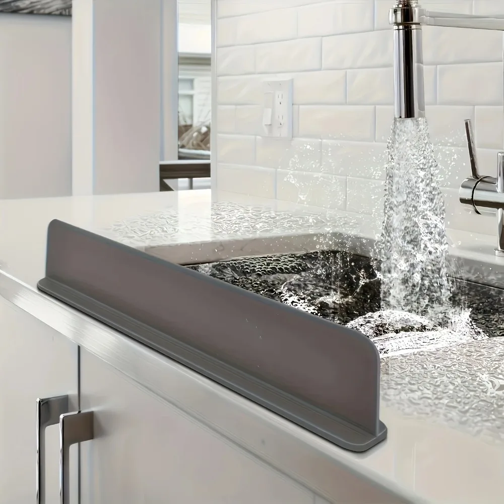 Silicone Sink Splash Guard with Suction Cups - Water Barrier for Kitchen, Lab & Dishwashing Basins