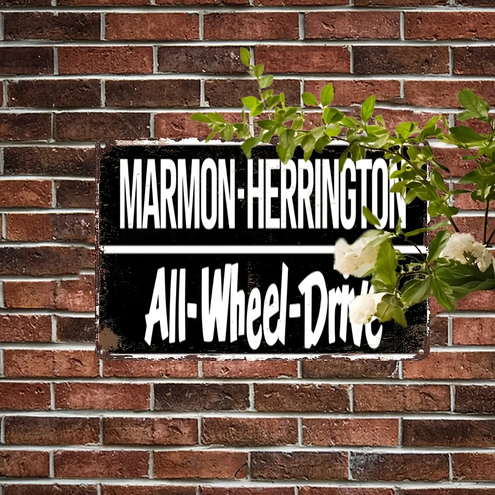 Marmont-Herrington Vintage Aluminum Sign, , Retro All-Wheel Drive Decorative Plaque, UV Printed, Multipurpose Indoor and Outdo