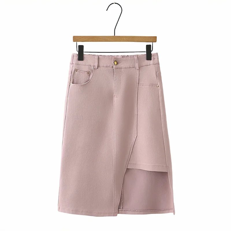 

Длинная юбка больших размеров 2025 года, 100 кг, летняя новая модная джинсовая женская юбка средней длины нестандартной формы 8588