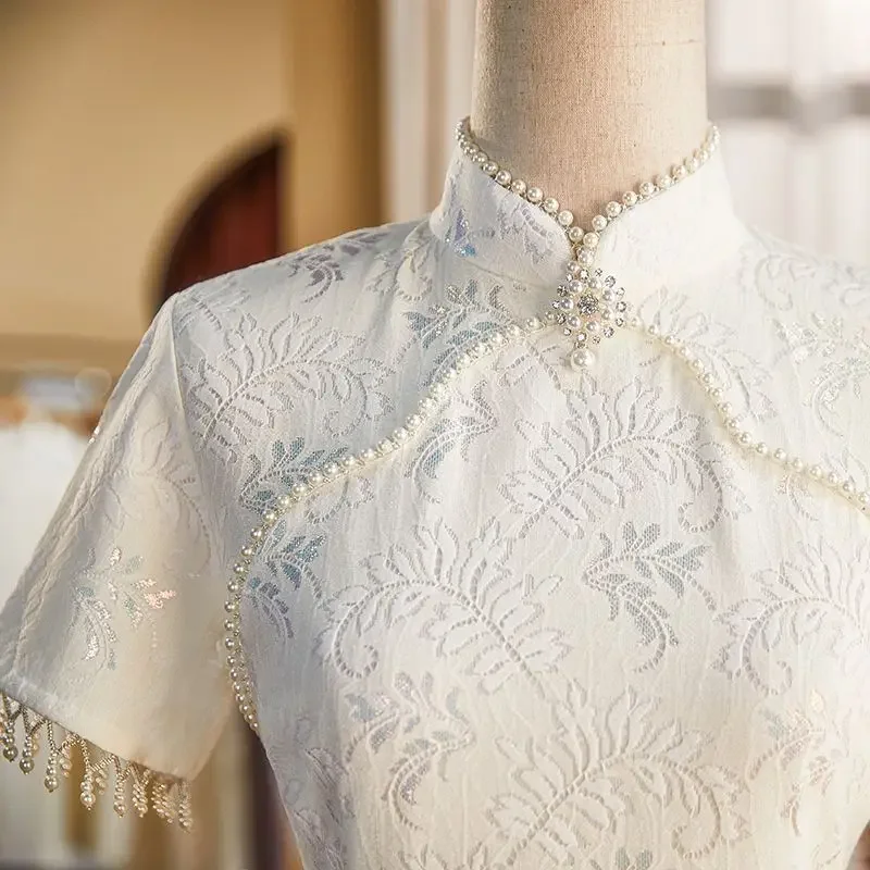 

Cheongsam в китайском стиле, элегантное Ципао для молодых девушек, повседневные винтажные вечерние платья Ципао с короткими рукавами, женские новые