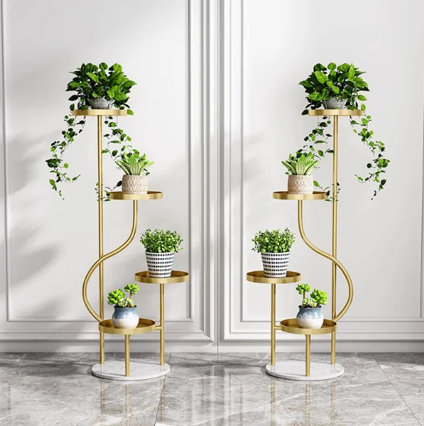

Ironwork floor to ceiling indoor living room balcony decorative flower rack, multi-layer stepped green ivy flower pot storage ra
