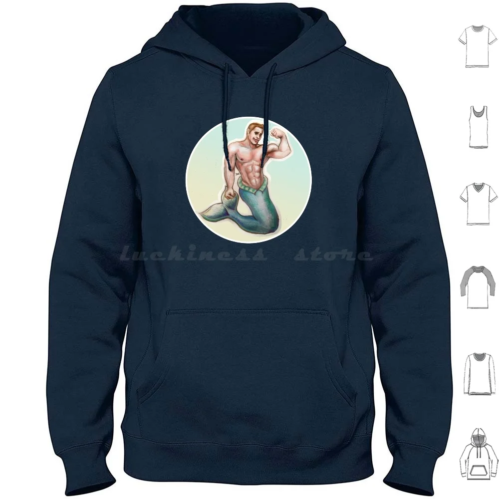 The Little Hoodie Cotton Long Sleeve Mermaid Up Pinup Pride Merman Sexy Mermaid Muscle Mermaid Cartoon Sexy Nerd Homo