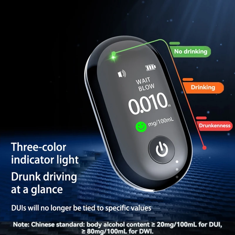 Compact Highly Accurate Alcohol Detector Rechargeable Long-Lasting Breathalyzer G1 Multi-Language Tester