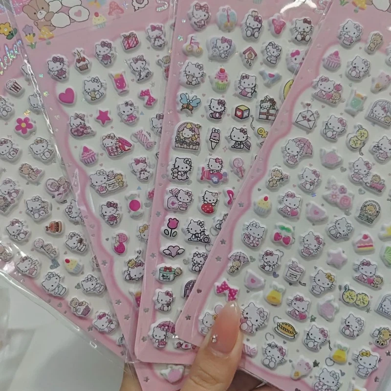 Naklejki 3D Hello Kitty, miękkie naklejki DIY do dekoracji, naklejki do albumu, dziennika, notatnika, urocze naklejki anime 3D z pianki.