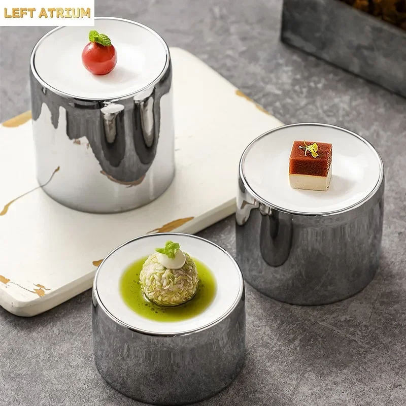 Restaurant Ceramic Creative Dishes Snacks French Dessert Table Molecular Dishes Cold Dishes Cylindrical Pastry Plates