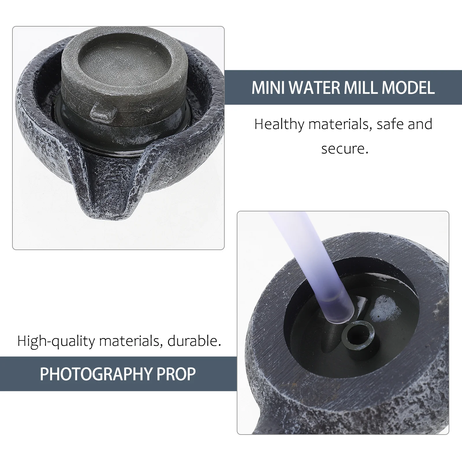 1Set Stone Mill Simulation Water Mill Ornament for Scene Layout DIY Photography Resin Landscape Decor