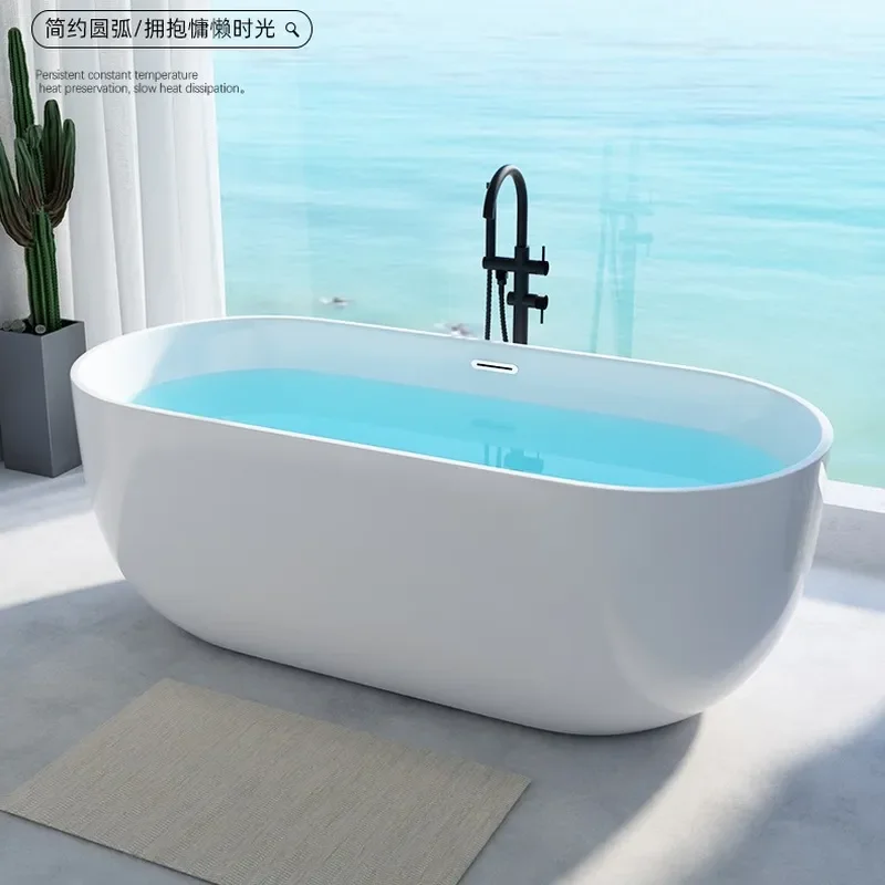 for Theme Color Acrylic Freestanding Bathtub Oval Bath Tub for Bed and Breakfast Customizable Color
