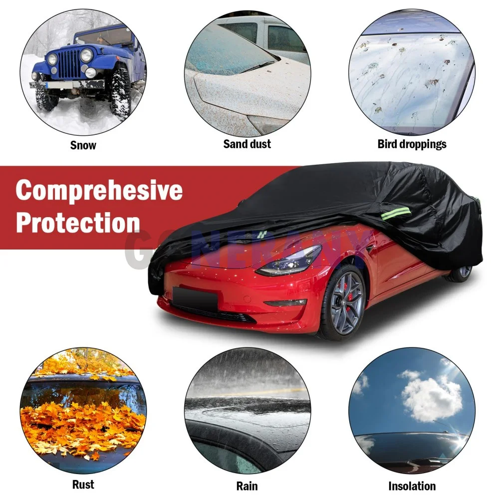 For Tesla Model Y 3 Car Cover 20-2024 Waterproof All Weather Full Exterior Cover Rain Snow Hail Protection and Charging Port