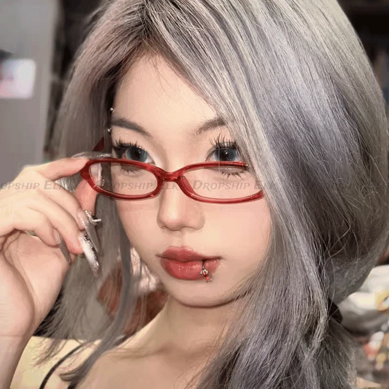 نظارات مضادة للضوء الأزرق للنساء ، بيضاوية ، مربعة ، ملونة ، إطار صغير ، نظارات كمبيوتر ، نظارات عتيقة ، جديدة ، Y2K