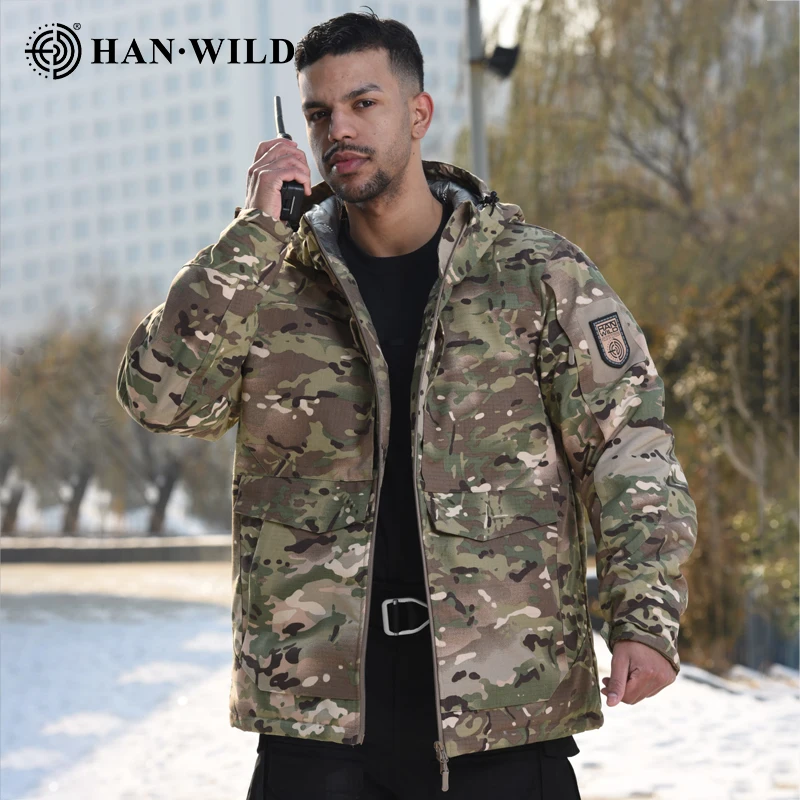 

HAN WILD Winter Combat Jacket Heat Reflective Coats Windproof Tactical Cotton Coat Warmth Jackets Airsoft Thermal Hiking Hunting