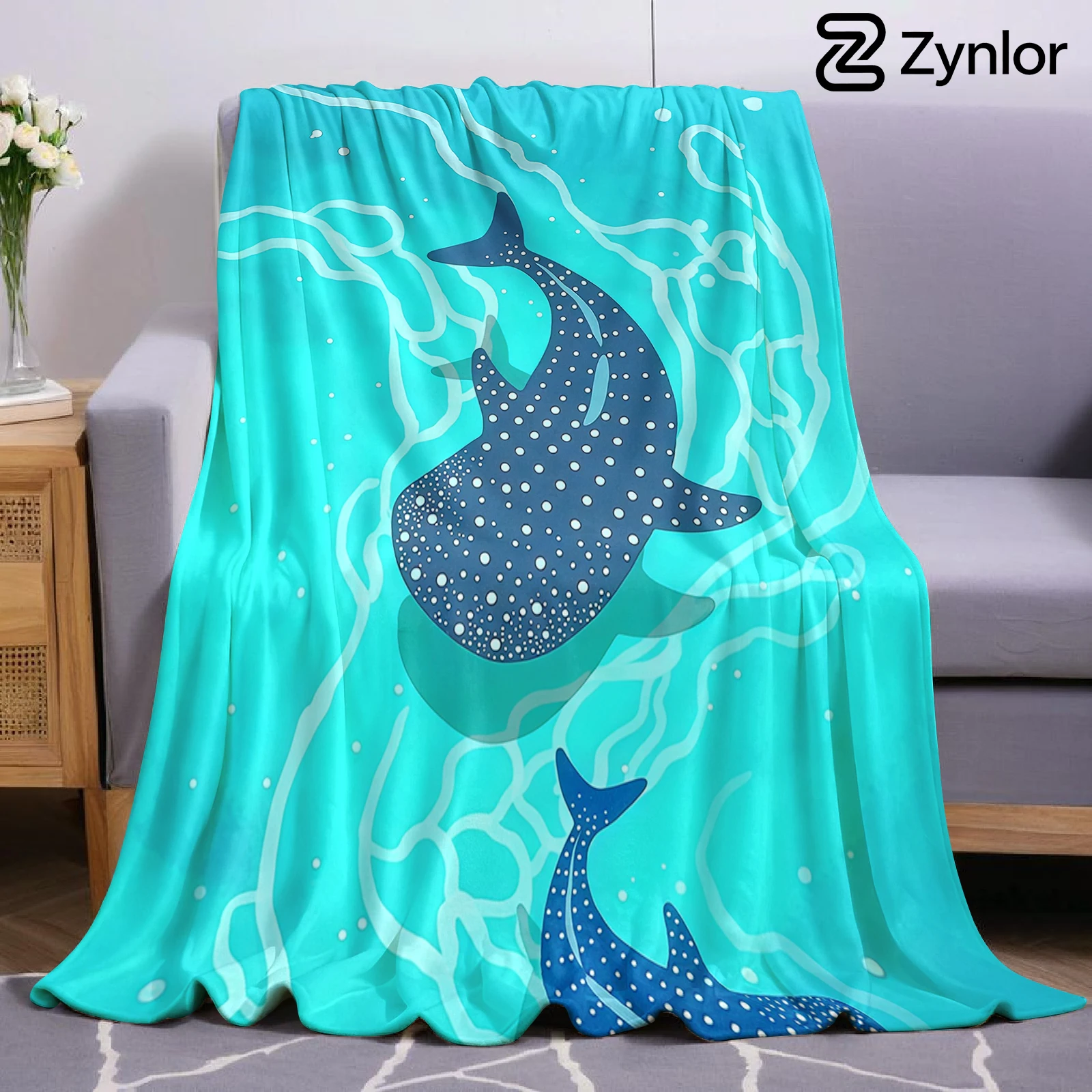 Whale Shark Print Lightweight Microfiber Soft Christmas Fleece Blanket Warm Cozy Throw for Bed Sofa Office Travel All Season