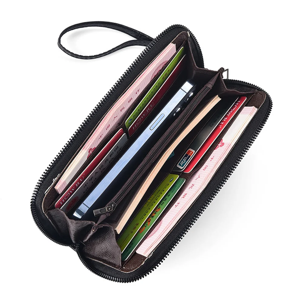 PU Leather Men Wallets Multi-card Slot Card Holder Large Capacity Driver License Phone Wallet Male Clutch Long Zipper Coin Purse