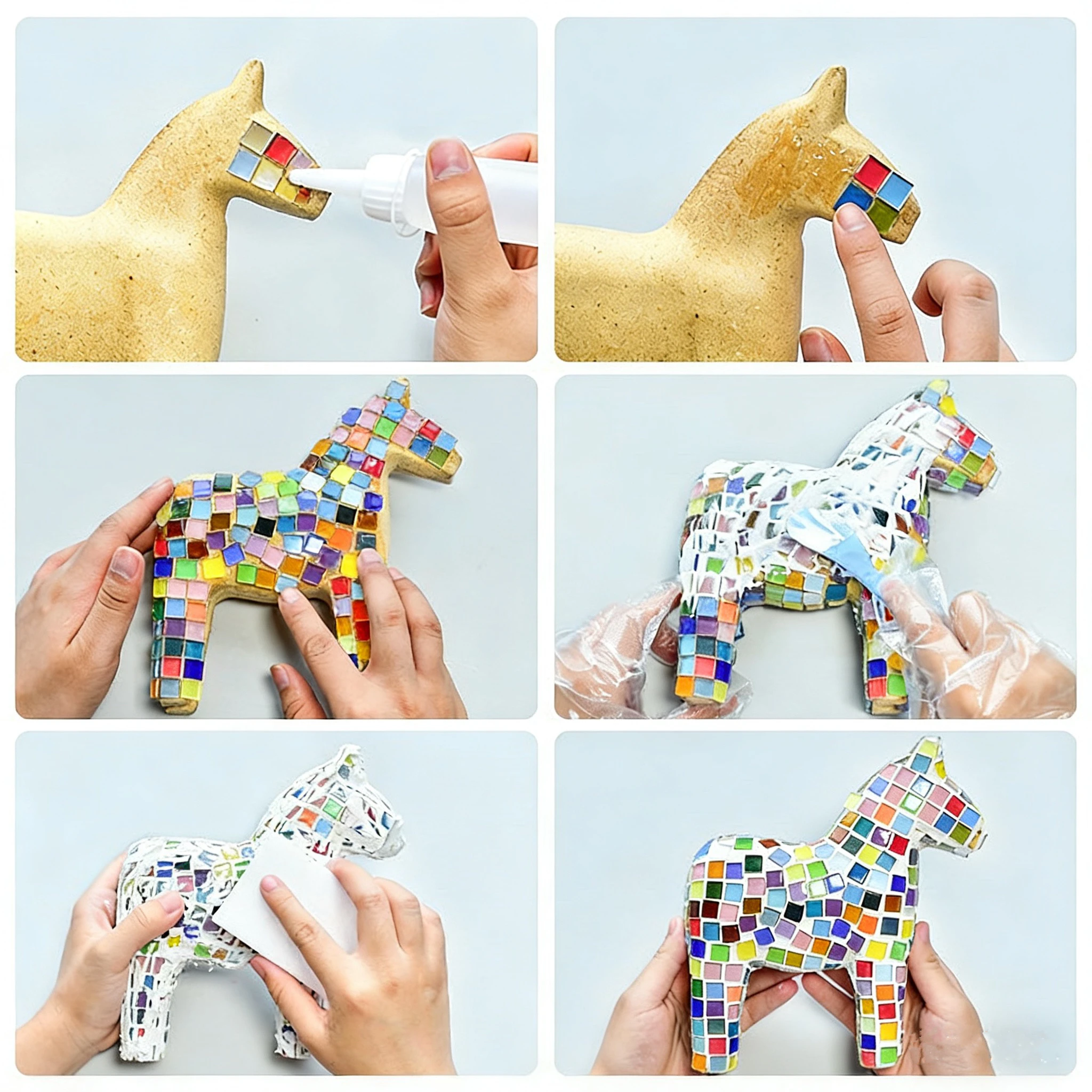 Kit de bricolage Mosaïque Poney, matériel éducatif fait main, pack interactif parent-enfant