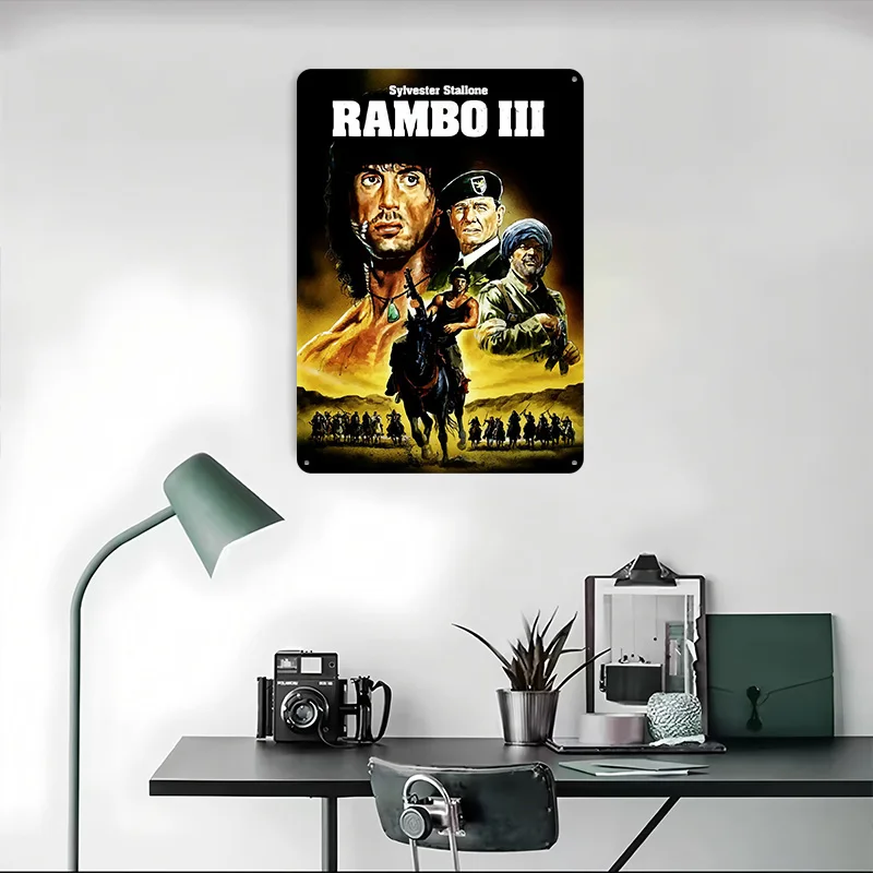 رامبو III فيلم تين تسجيل ملصق معدني ملصقات على جدار الفن جدارية علامات معدنية قابلة للتخصيص ل جدار الفن الديكور مكتب ديكور #4