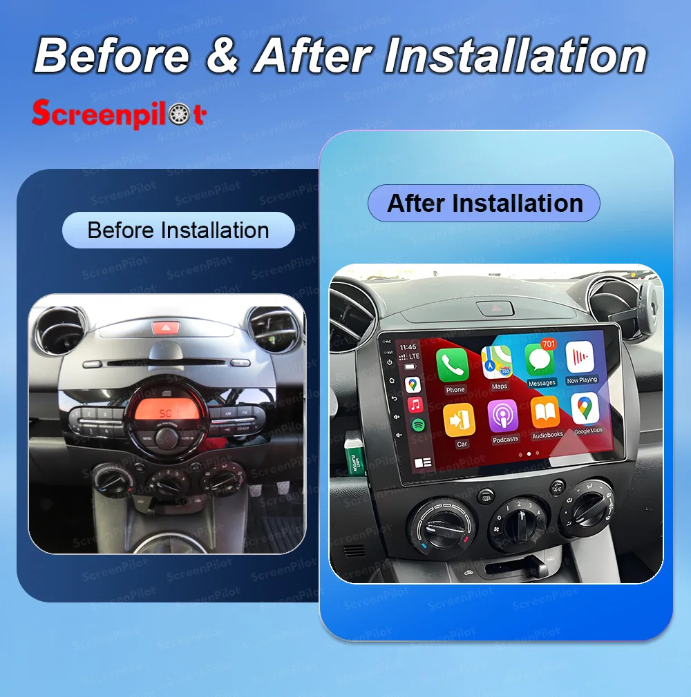 Android 16 For MAZDA 2 Mazda2 2007-2014 Car Radio Stereo Head Unit CarPlay GPS Navigation Multimedia Video Player Wifi 8 Core