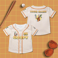Custom Goofy Movie Baseball Jersey Max Goofy Roxanne Powerline Lined Goofy and Max Jersey Disney Adults Kids Casual Jersey
