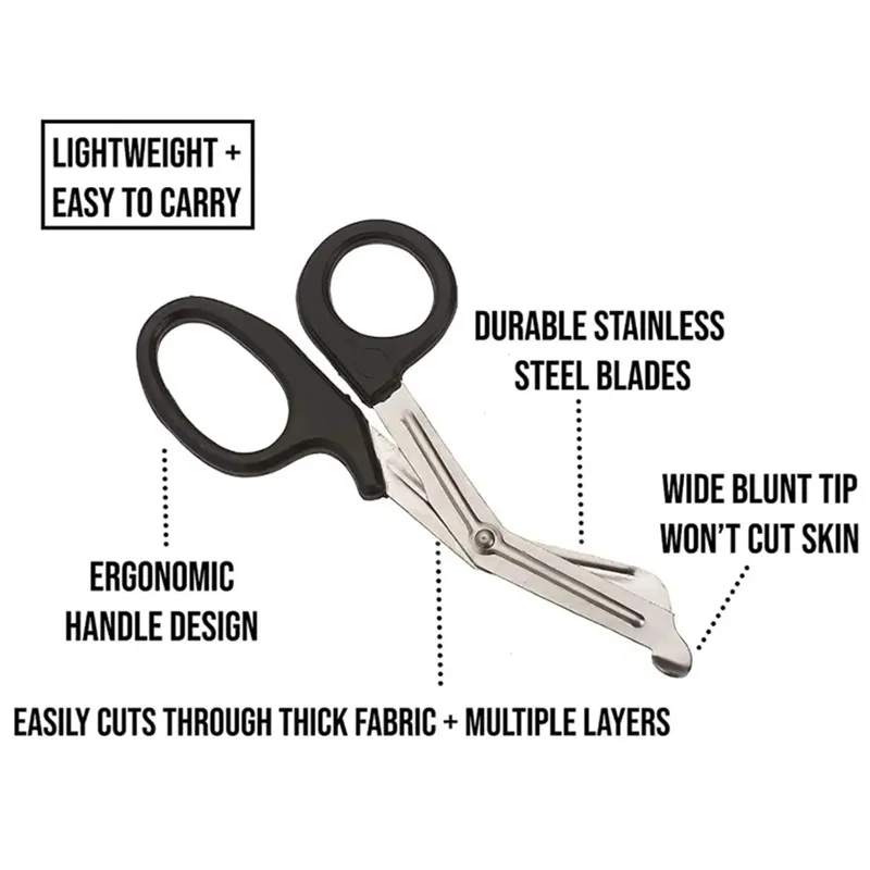 Tijeras de rescate médico con mango de plástico, tijeras de primeros auxilios de gasa para heridas de acero inoxidable, herramienta manual práctica