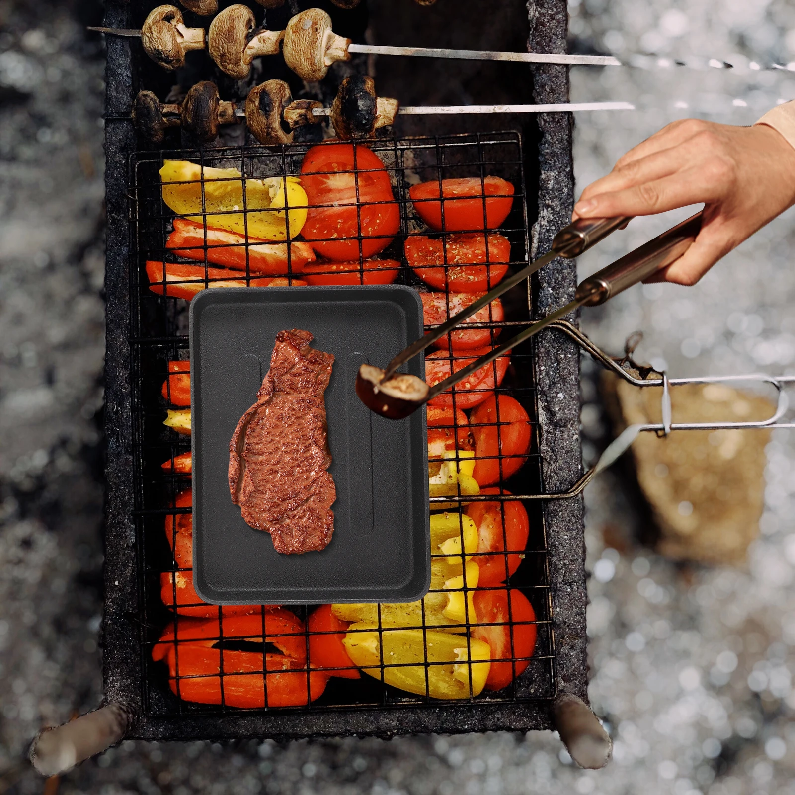 

Cast Iron Grill Pan Steak Plate Japanese Style Wood Tray Kitchen Tool Baking Grilling Home Even Heating Storage