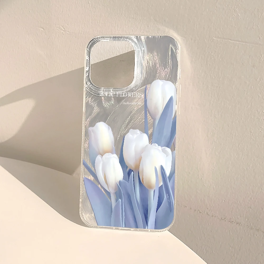 Für Samsung Galaxy S21 S26 S25 S24 S23 S22 Ultra Plus FE Hülle Frisches Blaues Tulpenmuster Cover Für A16 A15 A36 A54 A55 A56 Fundas – Detail 8