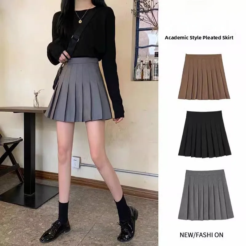 

High Waist A-Line ort Skirt JK Suit Cosite Pleated Women's Summer 2025 New Sle Slimming f-length Skirt
