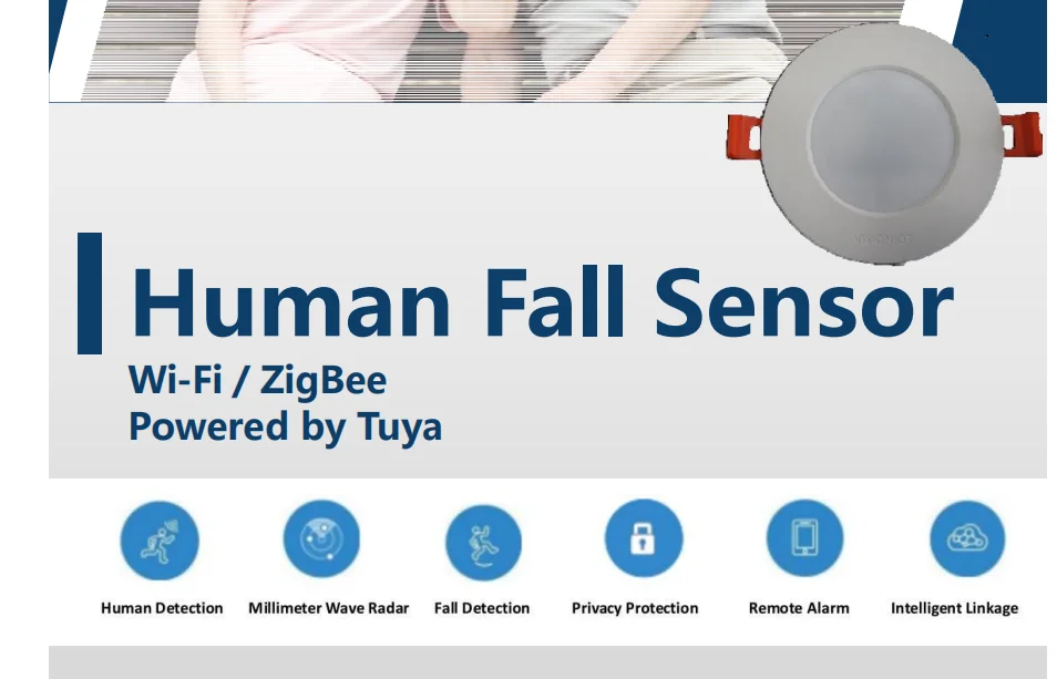 Tuya WiFi Human Fall Detection Millimeter Wave Radar Remote Alarm Privacy Protection Intelligent Linkage Sensor Smart Home