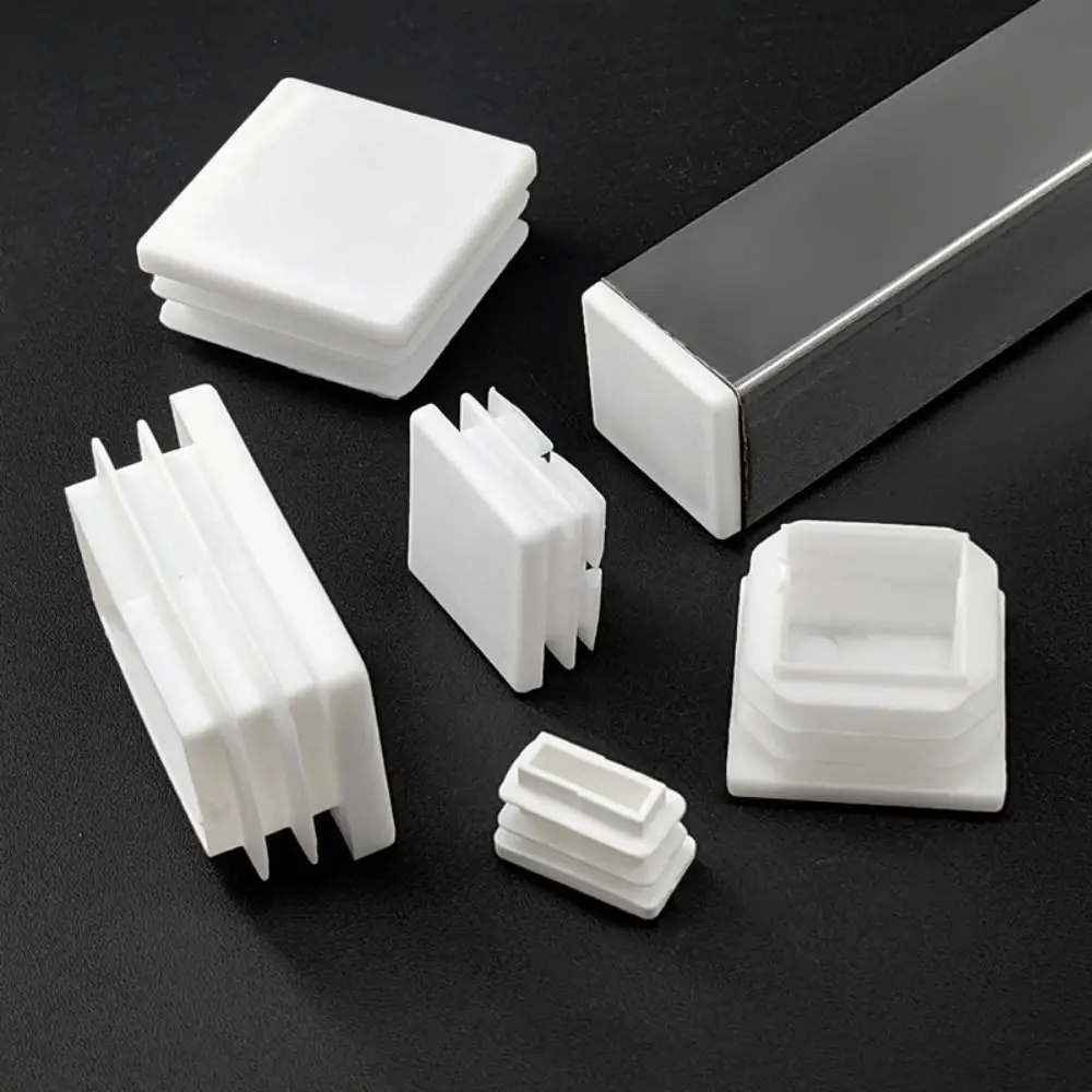 

10Pcs High Quality Plastic Furniture Rectangular Pipe Plug White Cushion Square Tube Cap Foot Pad Non-Slip Foot Cover