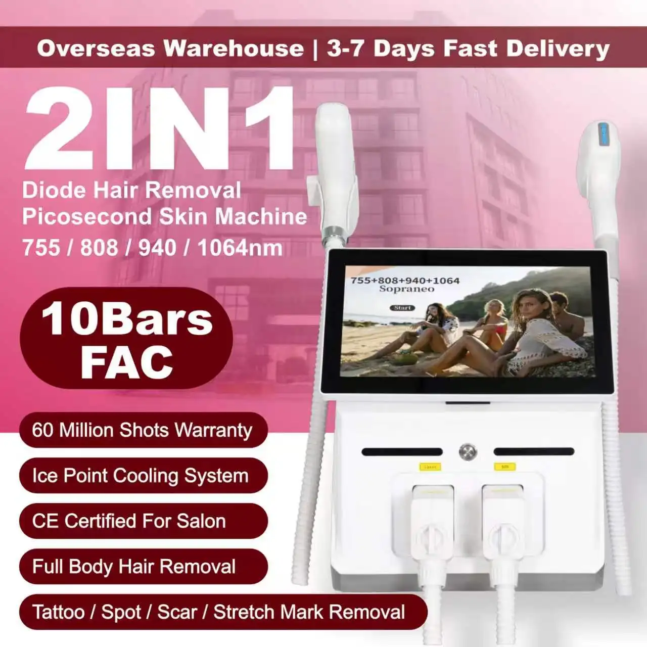 808 Ice Diode 5000W Hair Removal Machine 4 Wavelength Permanent Painless Physical Body Underarm Care Depilation Equipment