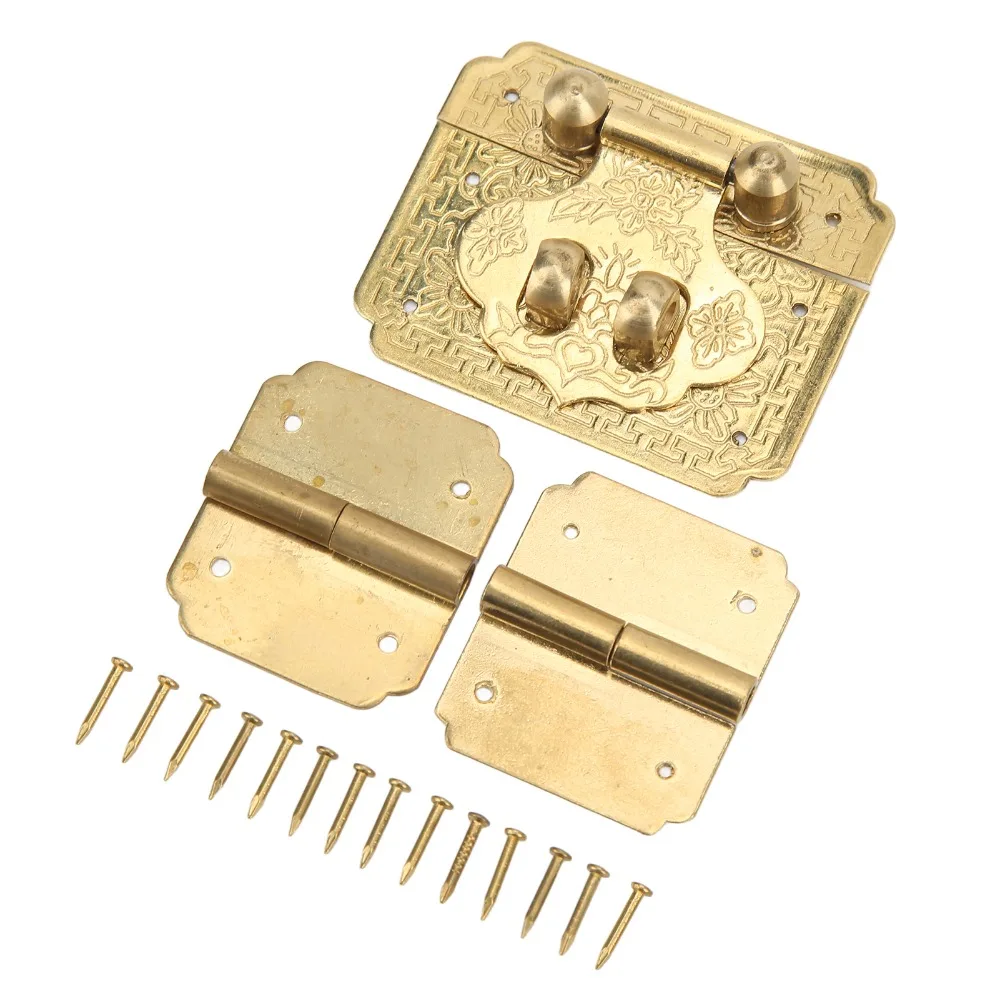 

17pcs Jewelry Accessories Durable Box Lock Buckle Hinges Rustproof Retro Small Box Hinges Brass Brass Hinges Small Case