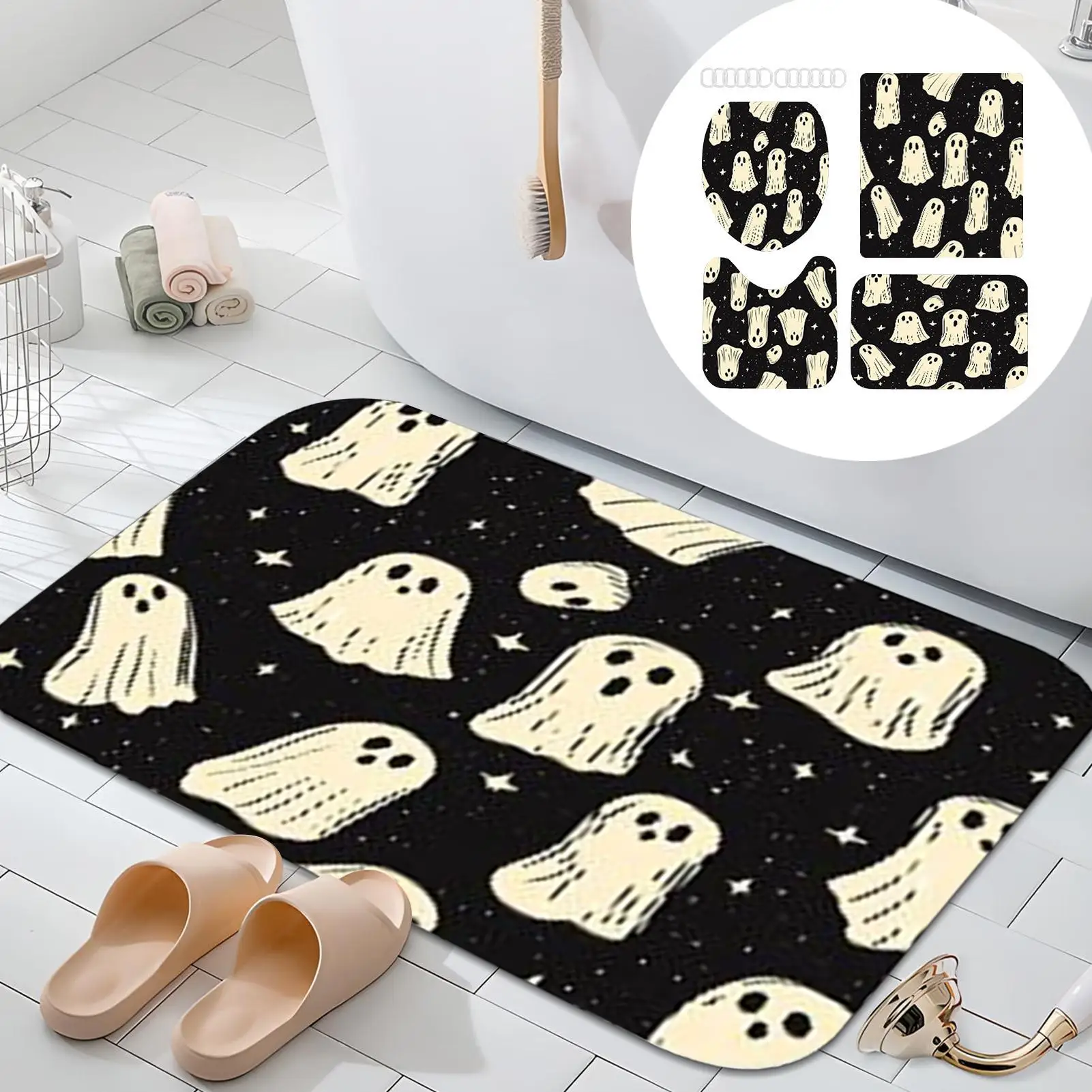 Shower Curtains For Halloween Spooky Bathroom Ghost Curtains Horror Home Accent For Hotel Restaurant RV Apartment Rental
