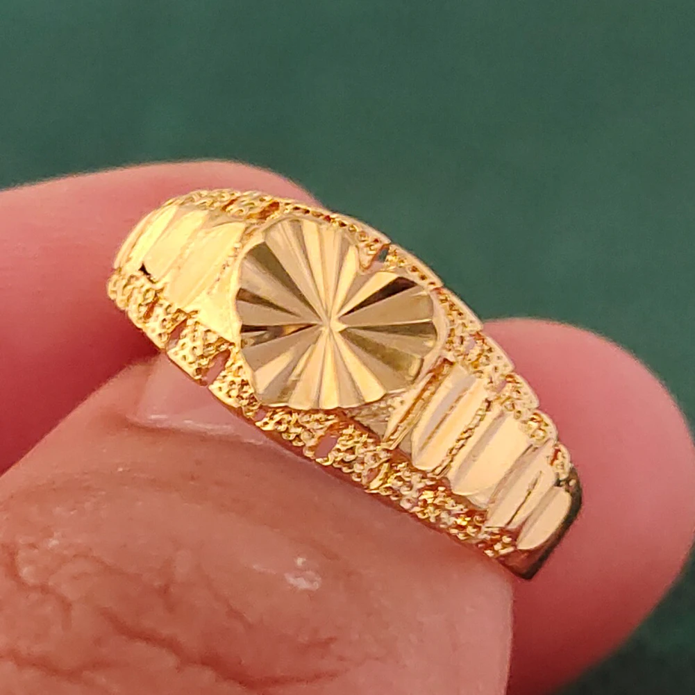 24K Ethiopian Dubai Gold Color Rings for Women Middle East African Golden Ring Jewelry, Middle East Wedding Gifts