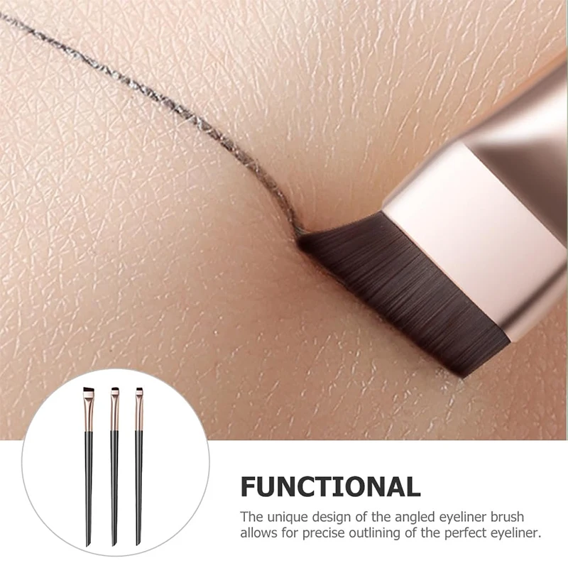 3pcs Makeup Brush Set,Blade Eyeliner Brush Fine Oblique Head Eyebrow Brush Outline Eyeliner Ultra-Thin Eye Shadow Brush Makeup