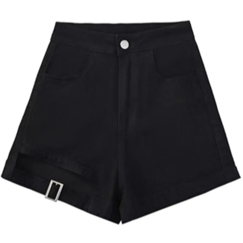 

Black high-waisted denim shorts women summer 2026 new style popular A-line tight-fitting hot pants for outer wear by fashionable