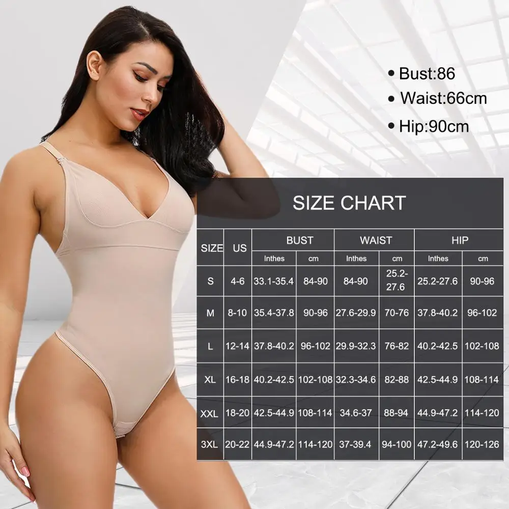 Vrouwen diepe v-hals backless bodysuit string shapewear taille trainer body shaper naadloze afslanken ondergoed sexy lingerie