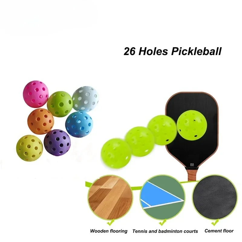 

3/6/12pcs Indoor Pickleball Balls 26 Holes Colorful and Durable Pickleballs 72mm Training Ball Practice Competition Pickleball