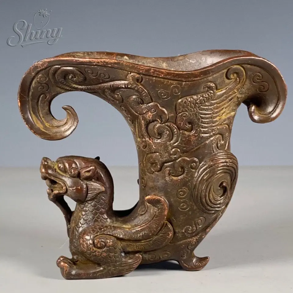 

Ancient Chinese Old Copper Auspicious Animal Wine Jar Sculptures Feng Shui Furniture Ornament, Living Room Decoration