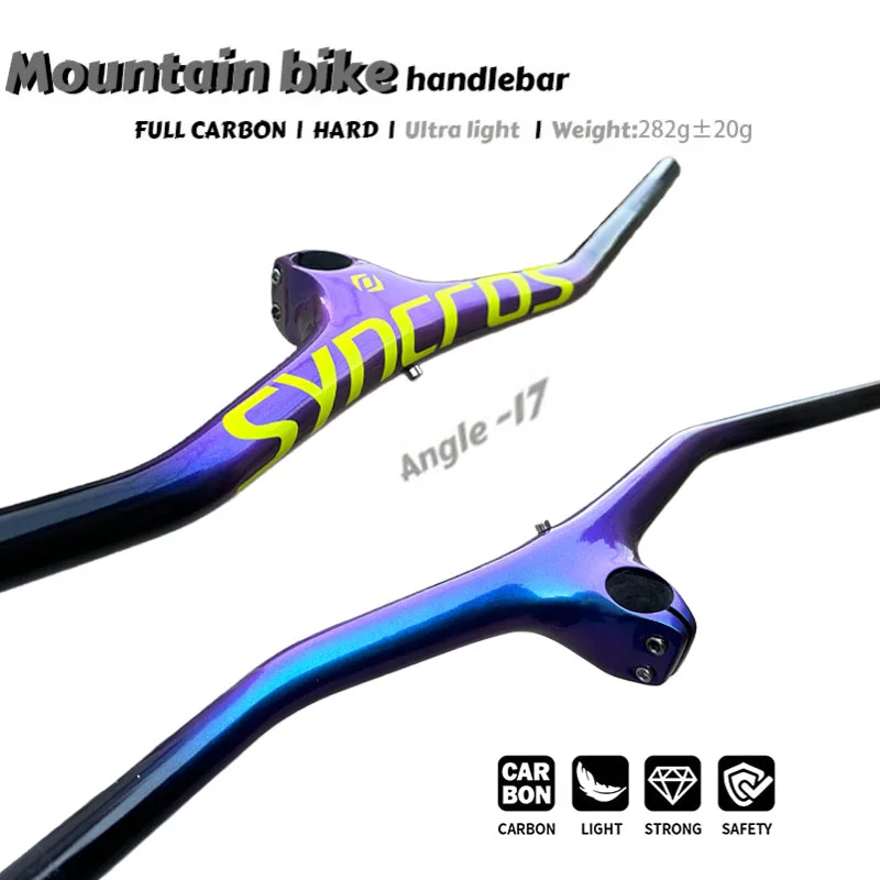 AliExpress NONE Syncros Carbon Integrated MTB Cockpit Handlebar Bicycle -17°angle With 60/70/80/90/100mm Stem MTB bike frame bicycle parts